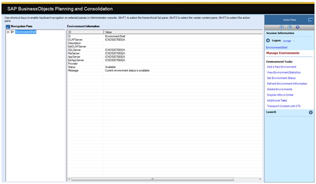 BPC MS Action Pane in the Context of Environment Tasks including Task Transport Content with CTS